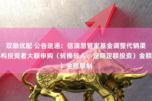 双融优配 公告速递：信澳慧管家基金调整代销渠道机构投资者大额申购（转换转入、定期定额投资）金额限制
