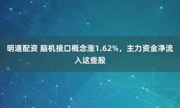 明道配资 脑机接口概念涨1.62%，主力资金净流入这些股