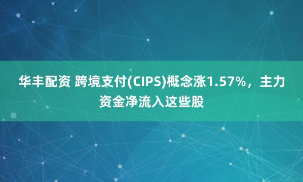 华丰配资 跨境支付(CIPS)概念涨1.57%,主力资金净流入这些股